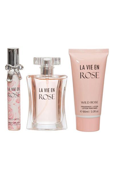 Wild Rose Set cadou pentru femei La Vie en Rose – Parfum, Loțiune de corp, Lo...