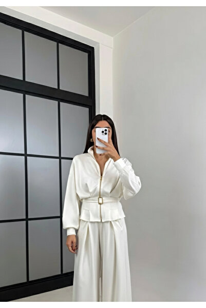 My Blog Ecru Belted Design Suit - 7278