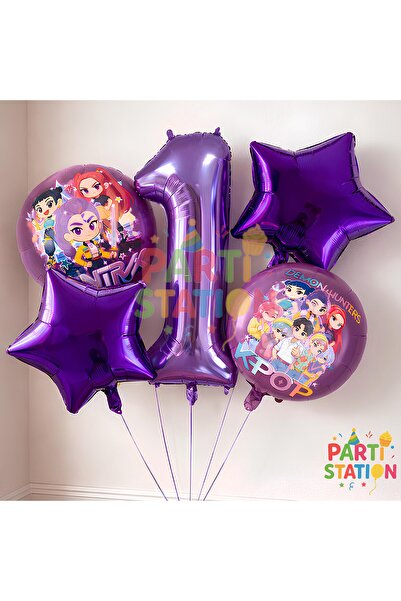 Parti Station K-Pop Themed 1St Birthday Balloon Set 5 Pieces