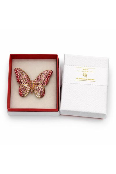 OEM Broșă Elegantă Fluture cu Cristale Roz, Finisaj Auriu, Design Strălucitor
