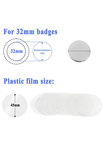 Choice15 200Pcs For 32mm badges 200/500Pcs Button Making Parts Clear Protecti...