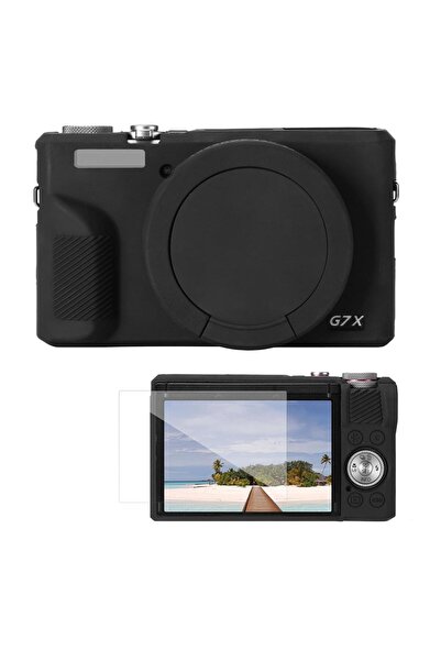K&F CONCEPT K&F Canon G7X Mark III Uyumlu Silikon Kılıf + Ekran Koruyucu / SİYAH