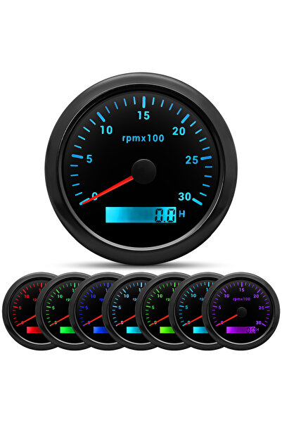 Choice7 BN 3000 rpm meter HD 85mm Tachometer With LCD Hourmeter 7 Color Backl...
