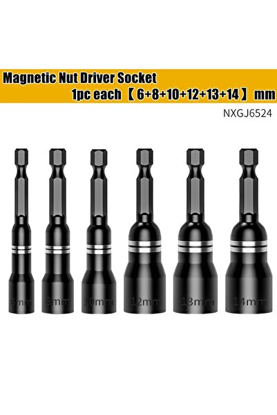 Choice11 6pcs CR-V Steel Magnetic Nut Screwdriver Sket Bits For Power Drills ...