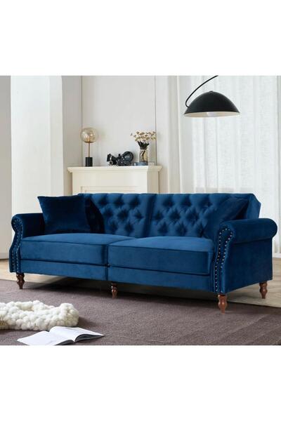 homejoyz Velvet and Swedish Wood Sofa - 223 x 87 x 81 cm