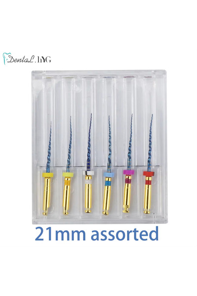 Choice مجموعة متنوعة من مبارد علاج جذور الأسنان مقاس 21 مم، مبارد دوارة ذهبية...