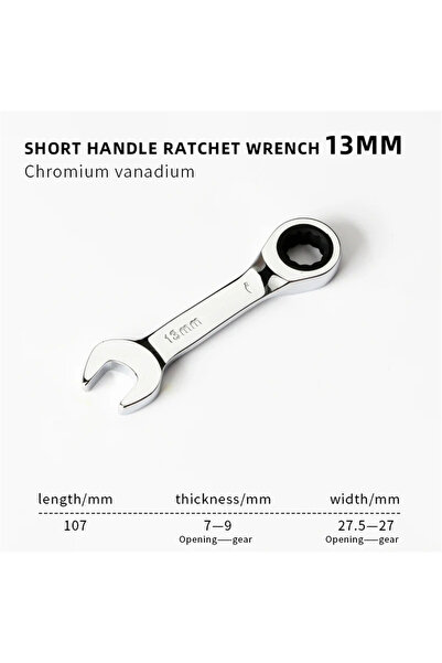 Choice1 13mm 1pcs 6-19mm Short Handle Quick Ratchet Wrench 72 Teeth Multi Fun...