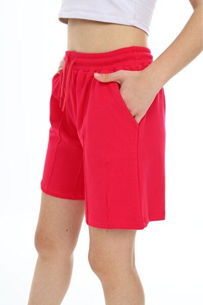 Toontoy Girl's Ribbed Basic Shorts with Elastic Waist and Pockets