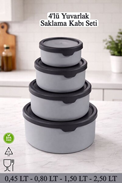 Funny Life Set of 4 Round Storage Containers - Microwave and Freezer Compatib...