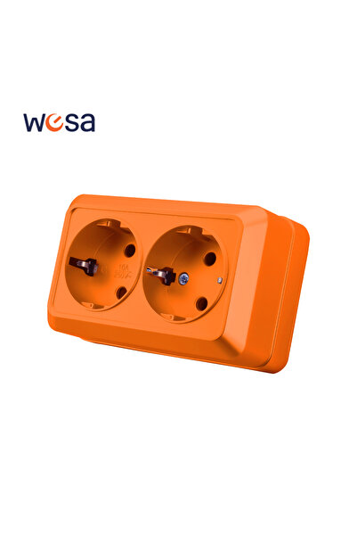 Choice4 مفتاح إضاءة ثنائي المقابس مع تأريض، برتقالي اللون، يعمل بزر تثبيت على...