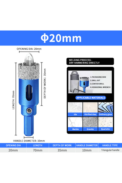 Choice3 20mm Diamond Coated Drill Bits Set 18-150MM Ceramic Tile Hole Saw wit...