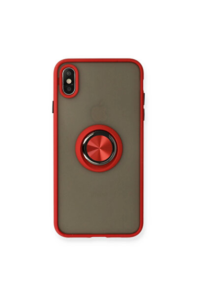 xirshop غطاء سيليكون لهاتف آيفون إكس مع حلقة مونتريال - أحمر