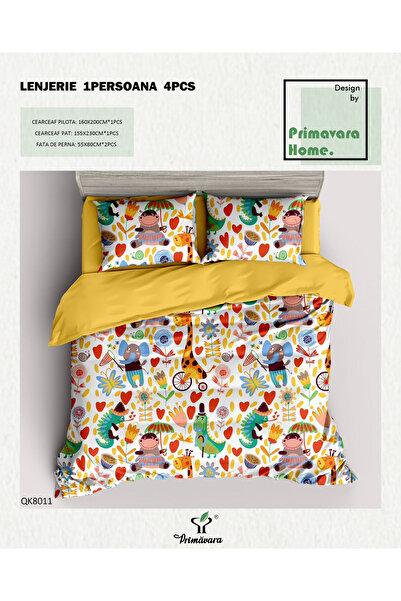 FIONNA.RO 100% Cotton Duvet Cover Set 1 Person - Safari Animals