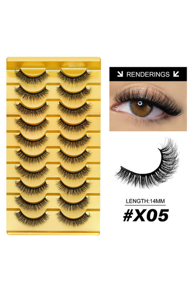 Choice10 10 Pairs-X05 Lasvirey Cat Eye Lashes Fluffy Thick Fake Lashes Soft 5...