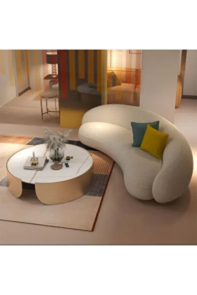 homejoyz 3-Seater Boucle Sofa - Swedish Wood - Beige - 200 x 85 x 80 cm