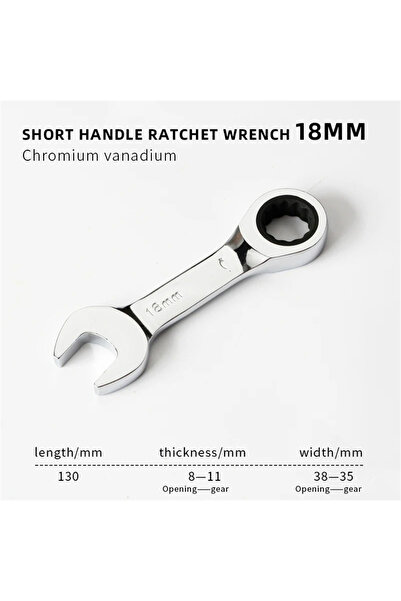 Choice11 18mm 1pcs 6-19mm Short Handle Quick Ratchet Wrench 72 Teeth Multi Fu...
