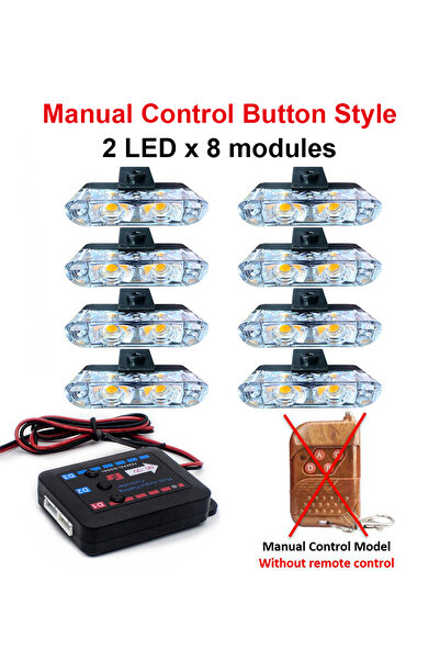 Choice25 Yellow 2x8 Manual Control LED Emergency Strobe Lights Police Lights ...