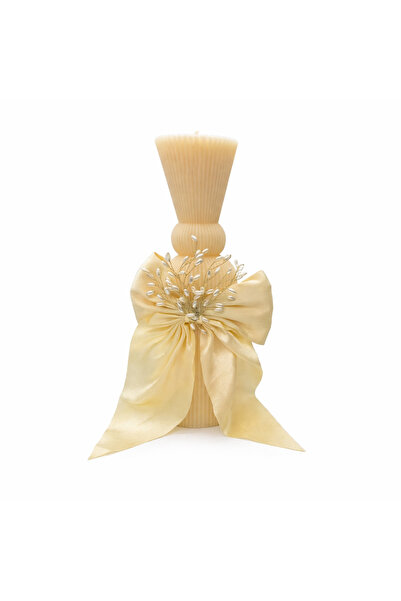 Dany Kids Fashion Cream-colored hourglass candle decorated with cream bow, Da...