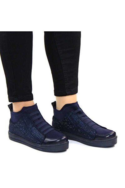 mm Women's ankle boots decorated with Stone-Embellished A607-BLUE