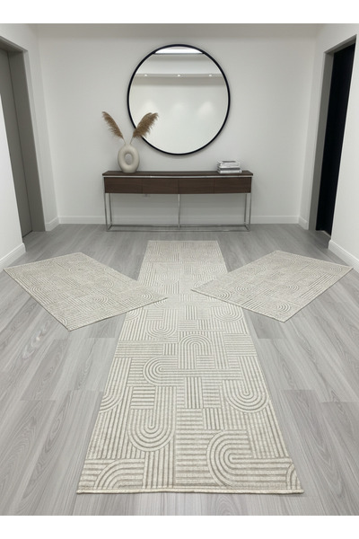 ALLGELSİN Yatak Odası Halısı Seti 3 'lü Yatak Odası Halı Takımı 2 Adet 80x150...