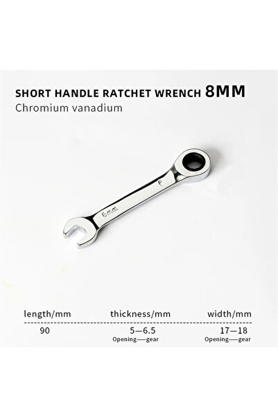 Choice6 8mm 1pcs 6-19mm Short Handle Quick Ratchet Wrench 72 Teeth Multi Func...