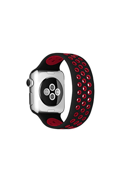 xirshop ساعة بحزام سيليكون قابل للتعديل مقاس 42 ملم (ليست ساعة) - أسود-أحمر