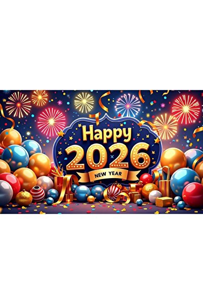 Choice4 لافتة "عام جديد سعيد" مقاس 180×110 سم، من النوع الرابع، إصدار 2026، خ...