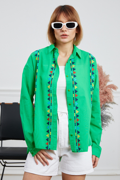 zenne Embroidered Shirt Green