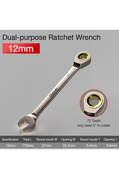 choice2 12MM 1Pc Key Wrench Flexible Golden Ratchet Wrenches Torque Universal...