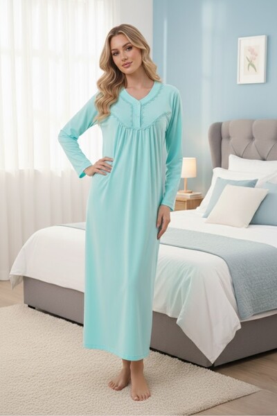 Lohussa New Season Turquoise 100% Cotton Buttoned Long Sleeve Special Design ...