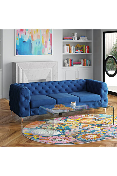 homejoyz Velvet Sofa - Three Seater - Swedish Wood - 220×80×80 cm