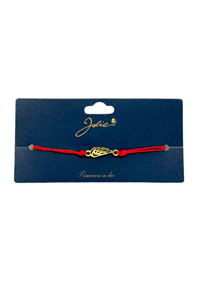 OEM Golden stainless steel bracelet with red cord, Wing model, adjustable