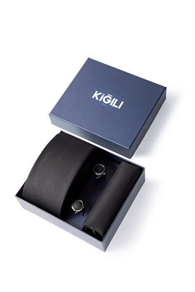 Kiğılı 3-Piece Patterned Tie & Handkerchief & Cufflink Gift Boxed Set