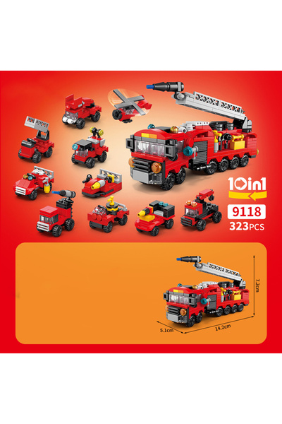 Choice6 بدون صندوق JM-9118 10 في 1 مكعبات بناء مركبة إطفاء وإنقاذ هندسية من ه...