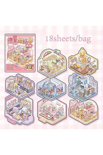 Choice4 1 4 Styles Mini Scenery Sticker Book DIY Handbook Material Miniature ...