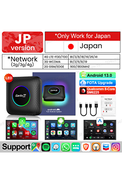Choice5 8GB 128GB JP Android 13 LED Android 13 CarlinKit CarPlay AI Box Qualc...