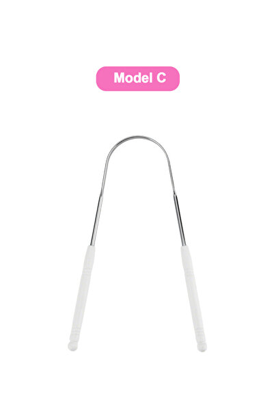 Choice4 مكشطة لسان من الفولاذ المقاوم للصدأ موديل C، لون وردي وأبيض، قابلة لإ...