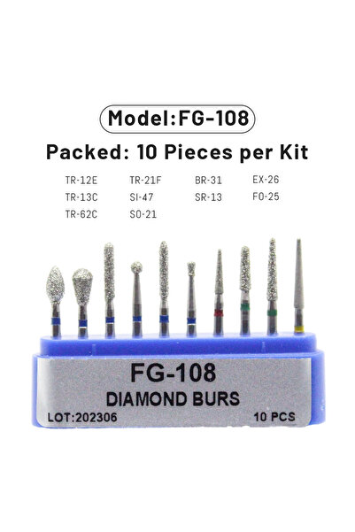 Choice43 علبة واحدة من رؤوس حفر الأسنان الماسية FG-108 AG، مناسبة لقطع اليد ع...