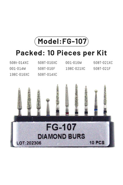 Choice44 علبة واحدة من رؤوس حفر الأسنان الماسية FG-107 AG، مناسبة لقطع اليد ع...