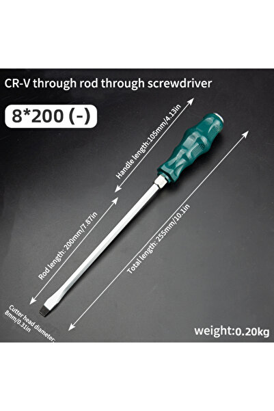Choice5 8x200 Slotted Super Hard High Manganese Steel Impact Screwdriver - Ex...