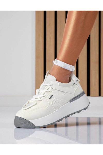 Zaira Adidasi dama albi din piele ecologica Lora #18641 - 40