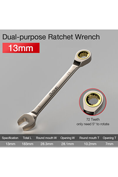 Choice4 13MM 1Pc Key Wrench Flexible Golden Ratchet Wrenches Torque Universal...