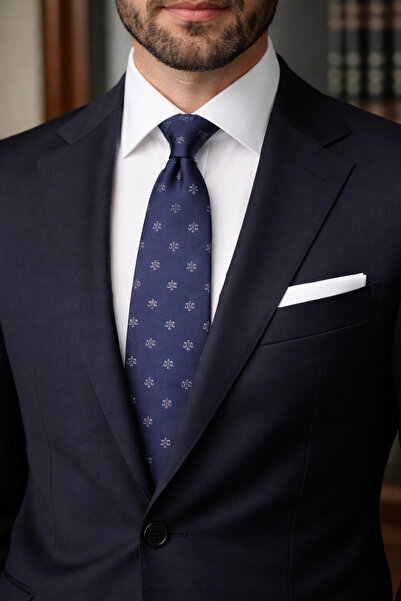 CROATE Justice Scales Patterned Navy Blue Tie for Lawyers
