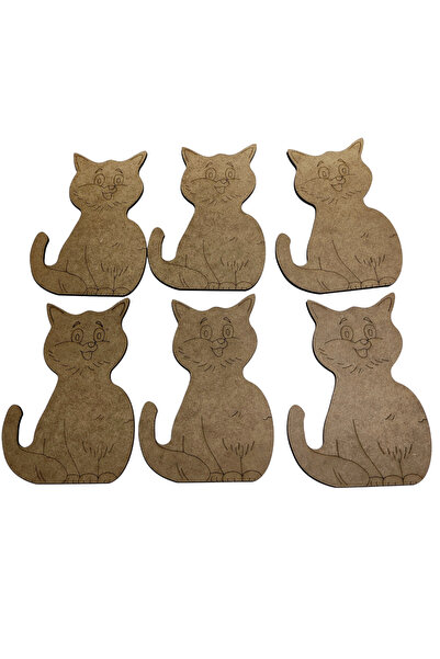 toptanetkinlikboyama 6 قطع من منتجات الرسم الخشبية اللطيفة على شكل قطط |   أل...