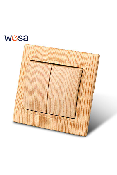 Choice1 fr 2 Gang 1 Way Switch WESA Wood Power Sket France Standard Electrica...