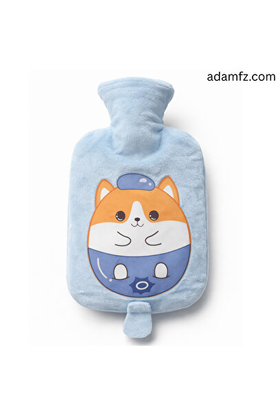 AdamFz Cute Plush Hot Water Bottle with Soft Cover – Reusable Leak-Proof Heat...