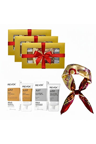 Revox 3 x Elysa Set – SPF50 Cream 30ml, Hyaluronic Acid Serum 3% 30ml, Scarf