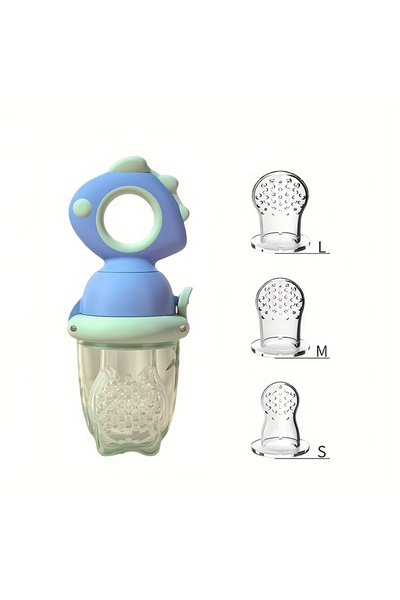 Choice3 4 قطع - مغذيات فواكه للأطفال على شكل ديناصور أزرق دوارة تعمل بالضغط، ...