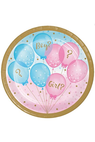 Creative Converting Gender Reveal Balloons Luncheon Plates7" 8Ct