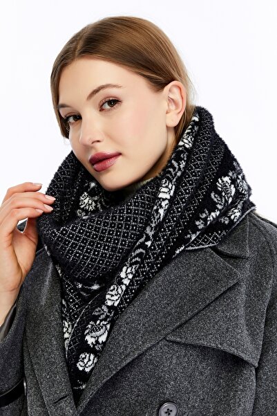 panşalço Special Beard Yarn Cashmere Textured Rose Model Knitwear Neck Shawl,...